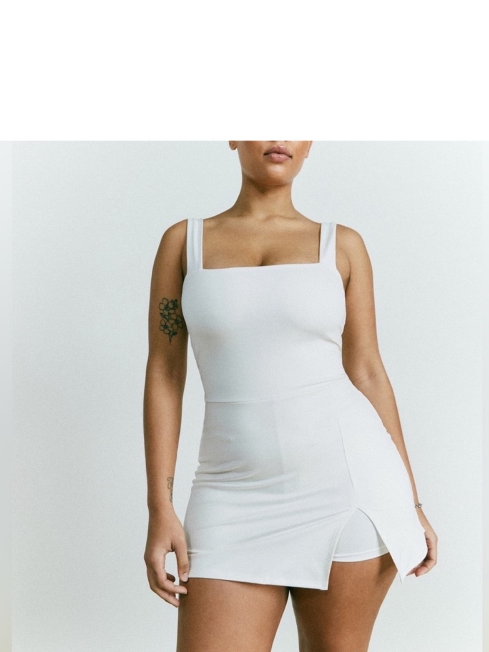 Reformation Daria EcoMove White Square Neck Tennis Mini Dress Small